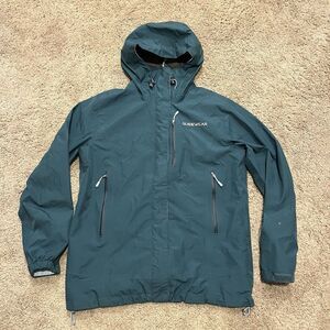 Bass Pro Shop Guidewear Jacket Mens Medium Green Blue Gore-Tex Hooded Rain Shell
